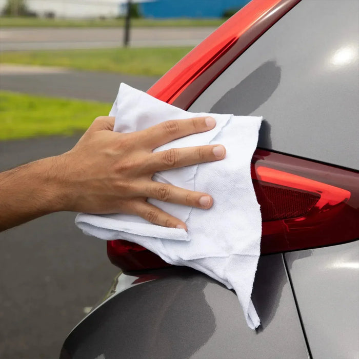 Medium Weight White New T-Shirt Wiping Rags - Wiping Hub