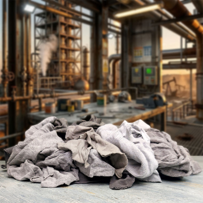 Recycled Gray Knit T-Shirt Cleaning Rags - 50  lbs. Box