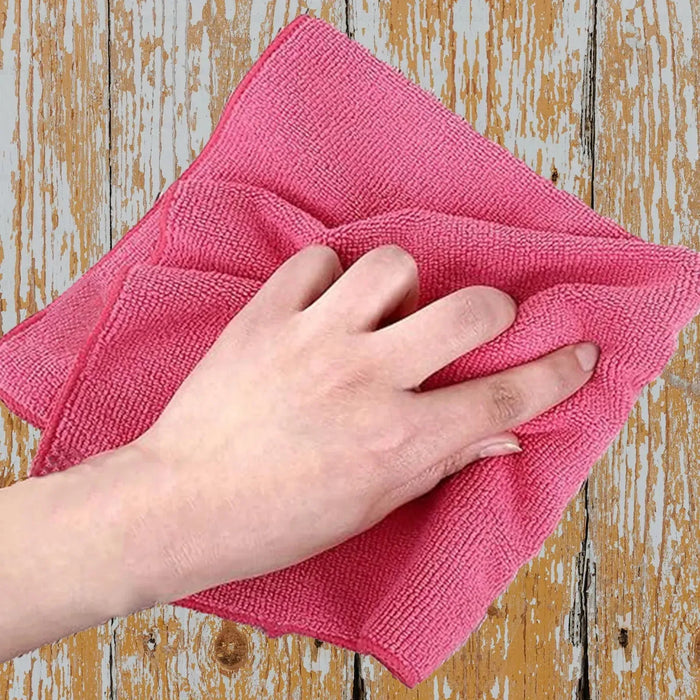 Color Economy Microfiber Towels - Pink - 16" x 12" - 96 Counts