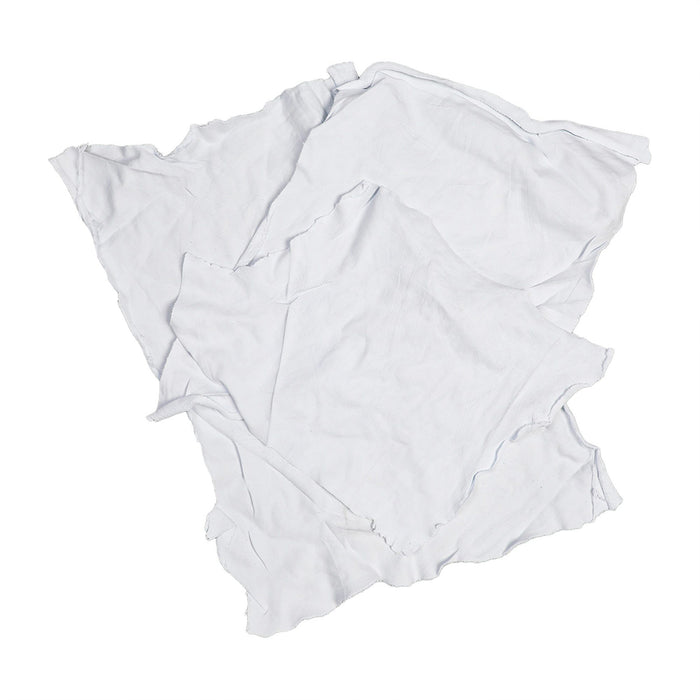 Medium Weight White New T-Shirt Wiping Rags – 25 lbs. Bag  