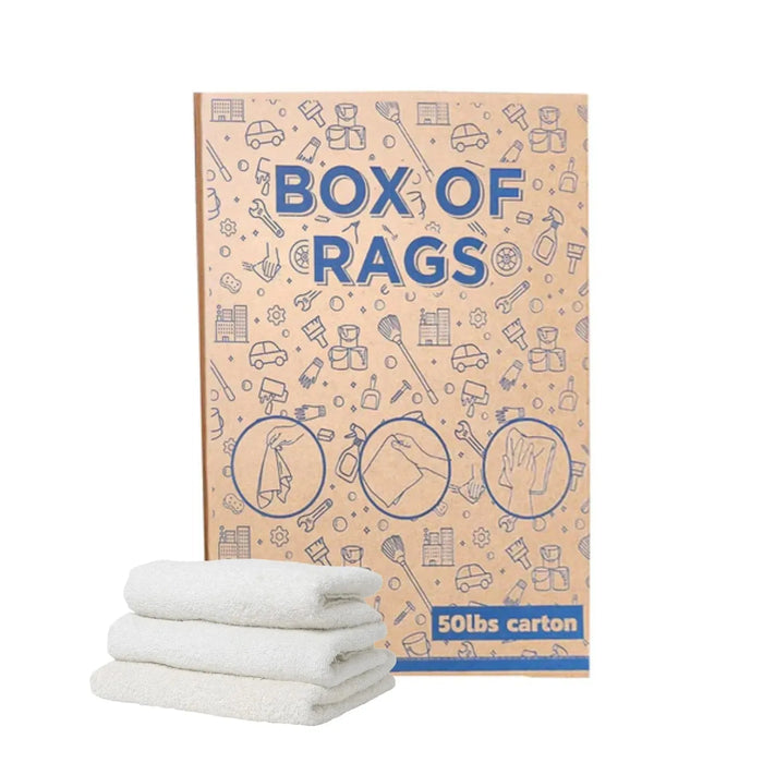 White Half Towel Cleaning Rags 20" x 20" - 600 lbs. Pallet - 12 x 50 lbs. Boxes