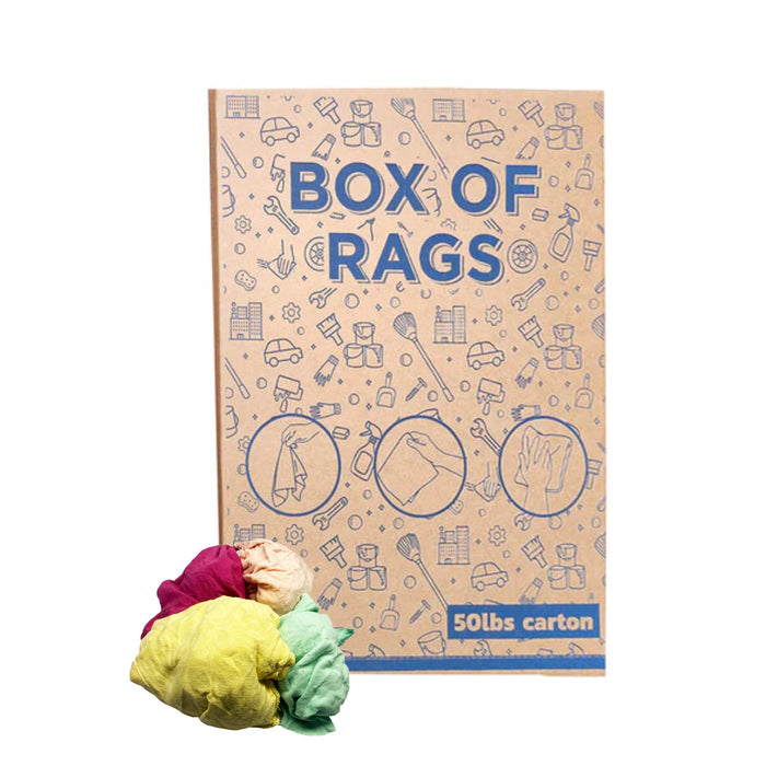 New Washed Multi-Color T-Shirt Wiping Rags – 50 lbs. Box  