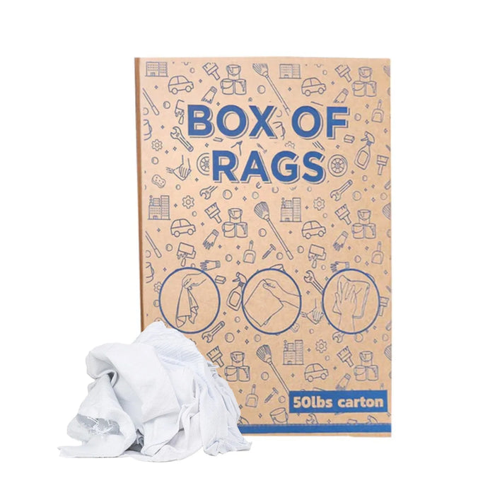 New Medium Weight White T-shirt Wiping Rags - 600 lbs. Pallet - 12 x 50 lbs. Boxes