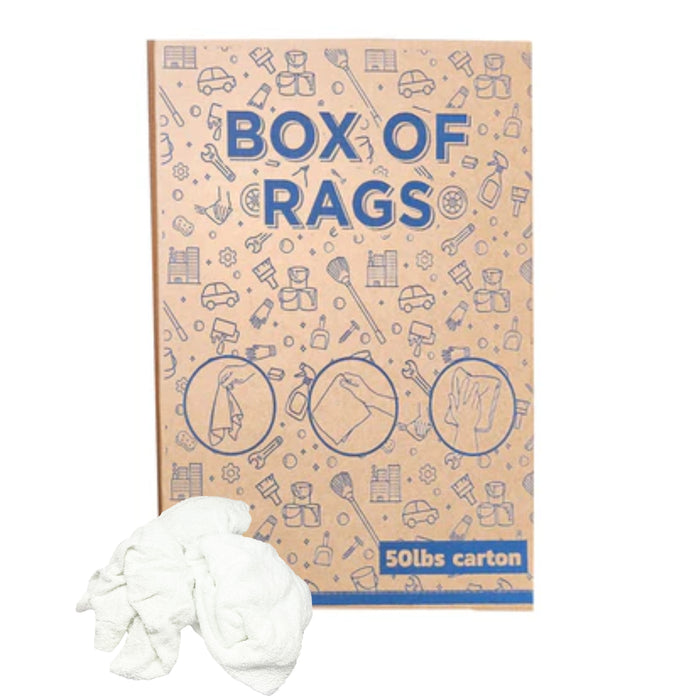 Recycled White Terry Cloth Rags 50 lbs. Box