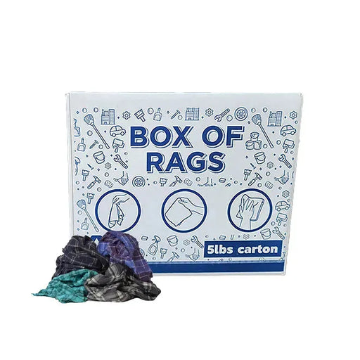 Recycled Color Flannel Cleaning Rags - 5 lbs. Box - Wiping Hub