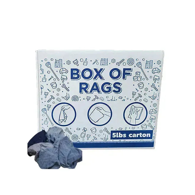 Recycled Denim Cloth Material Cleaning Rags - 600 lbs. Pallet - 120 x 5 lbs. Boxes - Wiping Hub