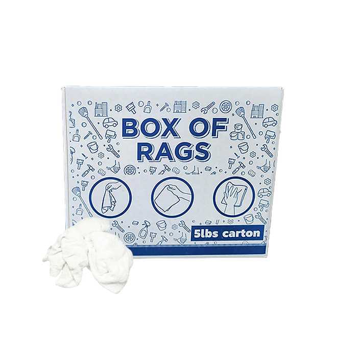 Recycled White Terry Cloth Rags 600 lbs. Pallet - 120 x 5 lbs. Boxes