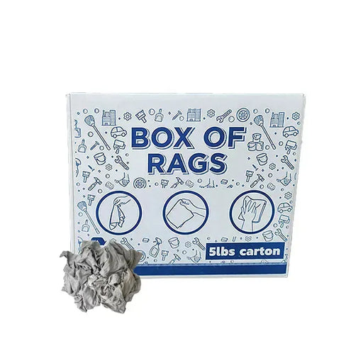 Recycled Gray Knit T-Shirt Cleaning Rags - 5 lbs. Box - Wiping Hub