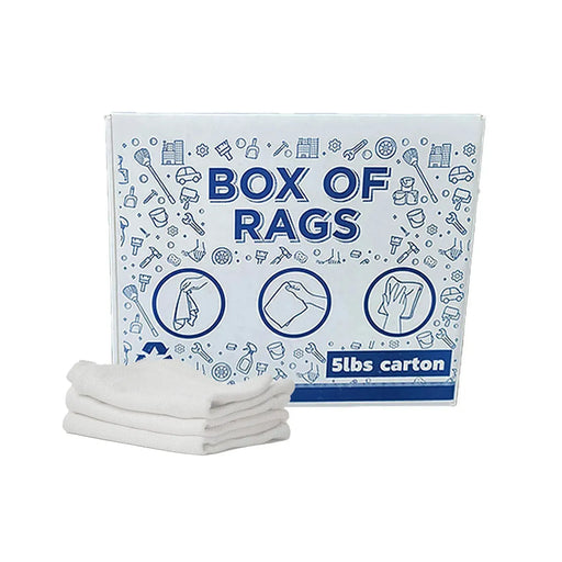 New White Heavyweight Cotton Rags - 5 lbs. Box - Wiping Hub