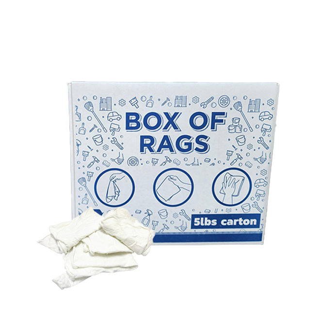 White Knit T-Shirt Rags– 5 lbs. Box
