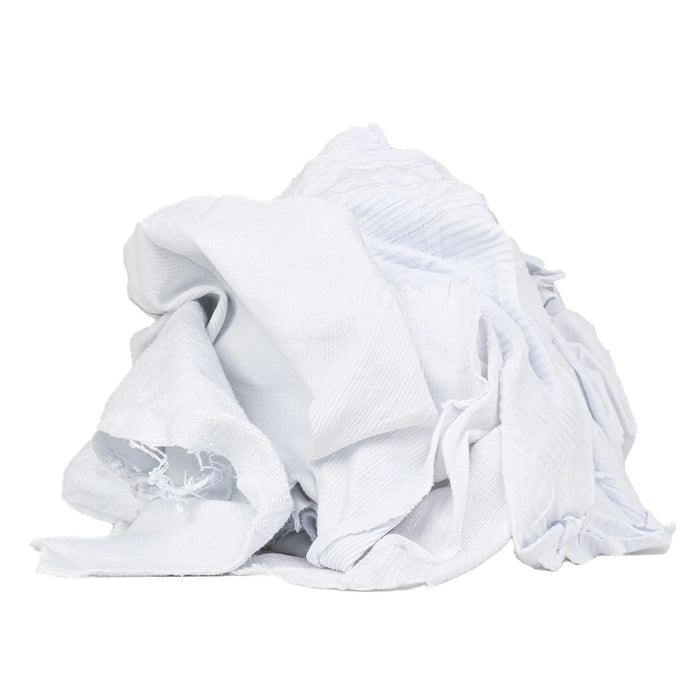 New Medium Weight White T-shirt Wiping Rags - 1000 lbs. Pallet - 40 x 25 lbs. Bags