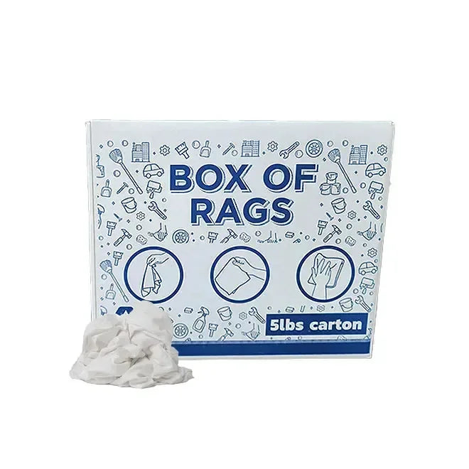 Recycled White Flannel (Polishing) Cleaning Rags - 600 lbs. Pallet - 120 x 5 lbs. Boxes - Wiping Hub