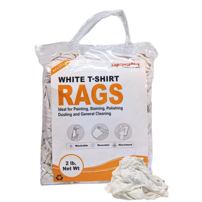White Knit T-Shirt Rags– 2 lbs. Bag Pack 12