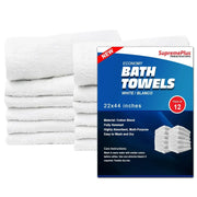 Economy White Bath Towels - 22" x 44" - Bulk Buy - Wiping Hub