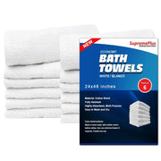 Economy White Bath Towels - 24" x 48" - Wiping Hub