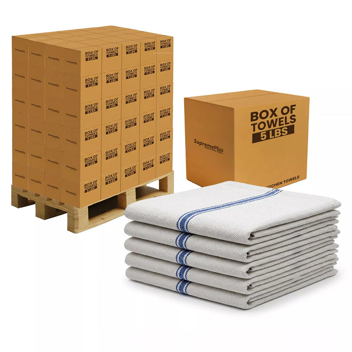 Bulk New Color Stripe Heavyweight Kitchen Towels - 600 lbs. Pallet - 120 x 5 lbs. Boxes