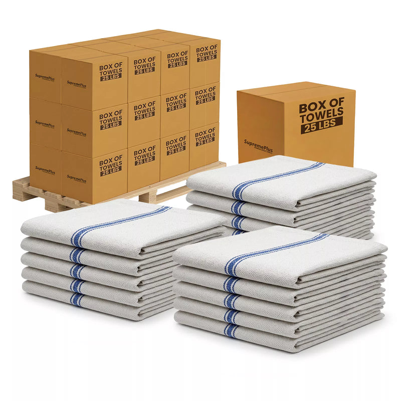 Bulk New Color Stripe Heavyweight Kitchen Towels  - 675 lbs. Pallet - 27 x 25 lbs. Boxes