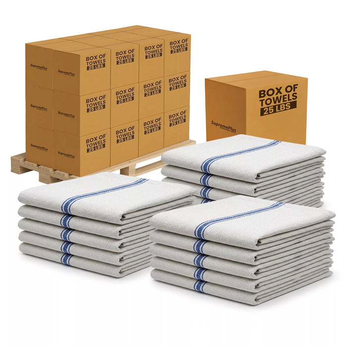 Bulk New Color Stripe Heavyweight Kitchen Towels  - 675 lbs. Pallet - 27 x 25 lbs. Boxes