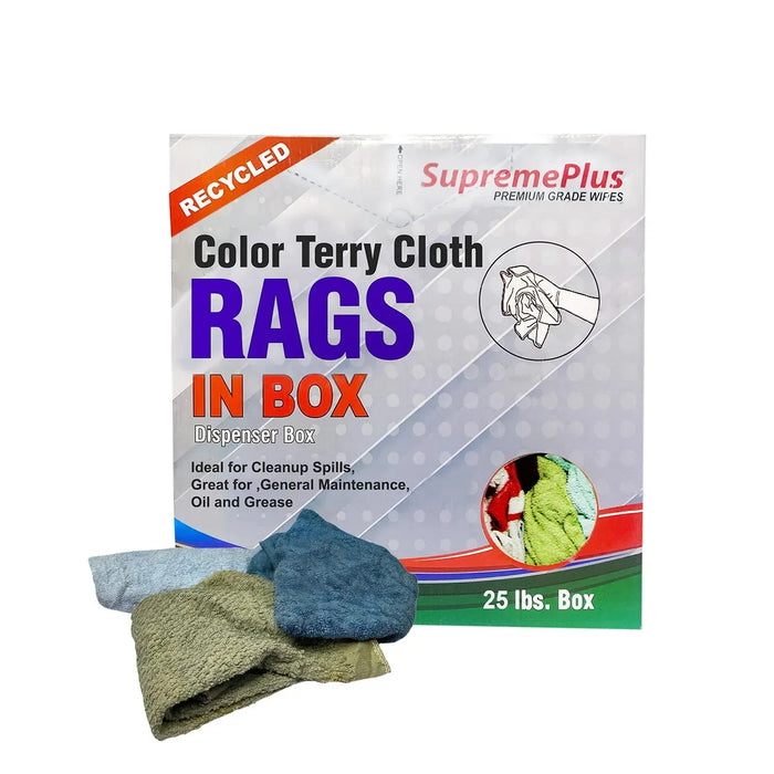 Recycled Color Terry Towel Cleaning Rags - 1000 lbs. Pallet - 40 x 25 lbs. Compressed Boxes - Wiping Hub