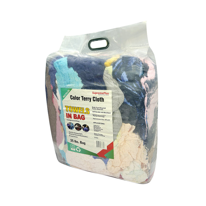 Recycled Color Terry Cloth Rags 25 lbs. Bag