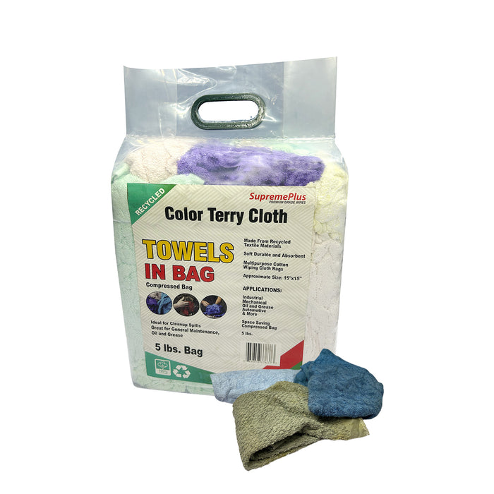 Color Terry Towel Material Wiping Rags – 5 lbs. Bag 