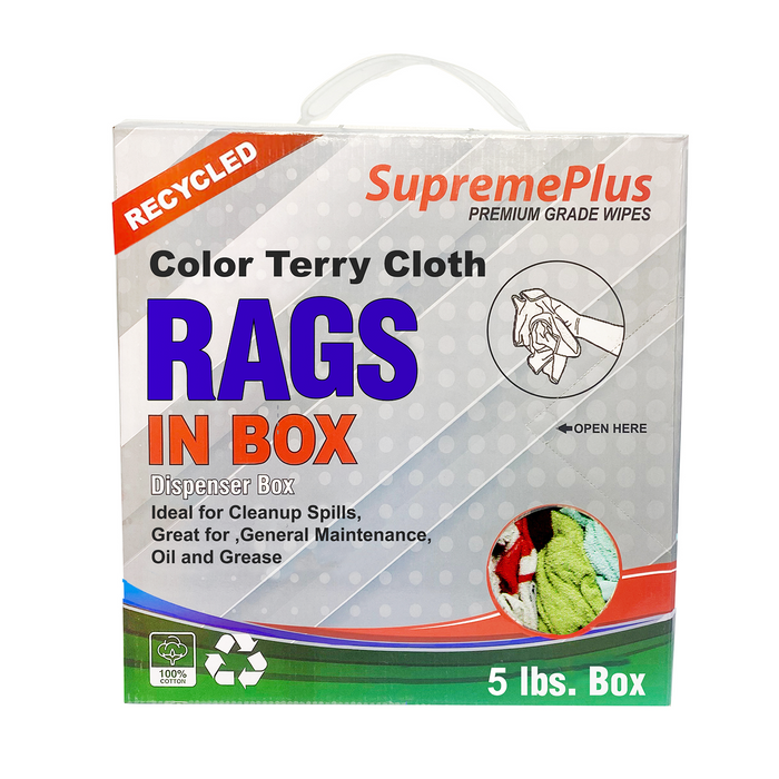 Color Terry Towel Material Wiping Rags – 5 lbs. Compressed Box