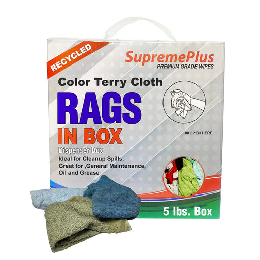 Recycled Color Terry Towel Cleaning Rags - 800 lbs. Pallet - 160 x 5 lbs. Compressed Boxes - Wiping Hub
