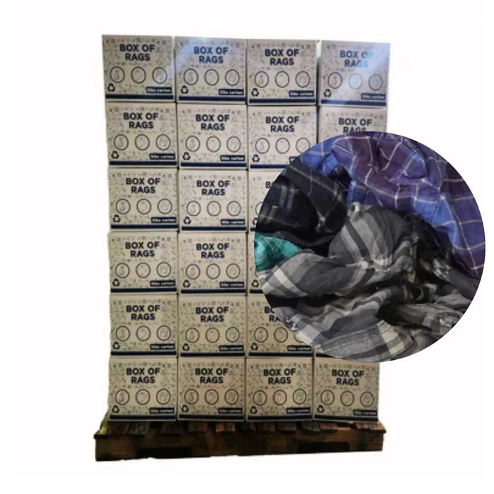 Recycled Color Flannel Cleaning Rags - 600 lbs. Pallet - 120 x 5 lbs. Boxes - Wiping Hub