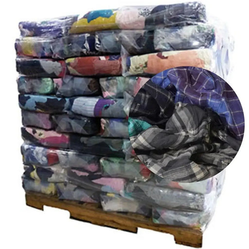 Recycled Color Flannel Cleaning Rags - 960 lbs. Pallet - 96 x 10 lbs. Bags - Wiping Hub