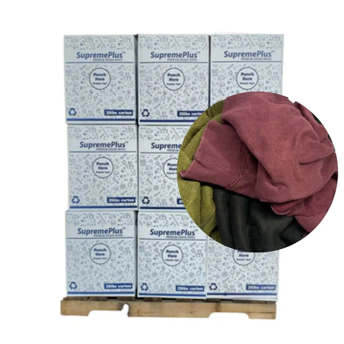 Color Sweatshirt Rags 675 lbs. Pallet - 27 x 25 lbs. Boxes