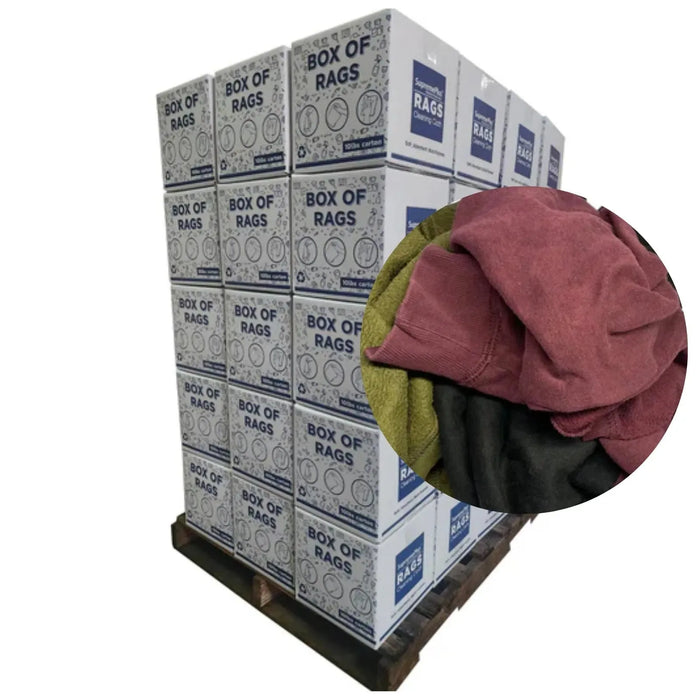 Color Sweatshirt Rags 720 lbs. Pallet - 72 x 10 lbs. Boxes