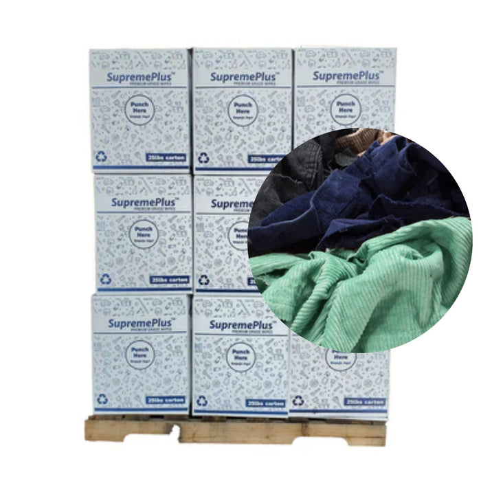 Corduroy Material Rags 675 lbs. Pallet - 27 x 25 lbs. Boxes