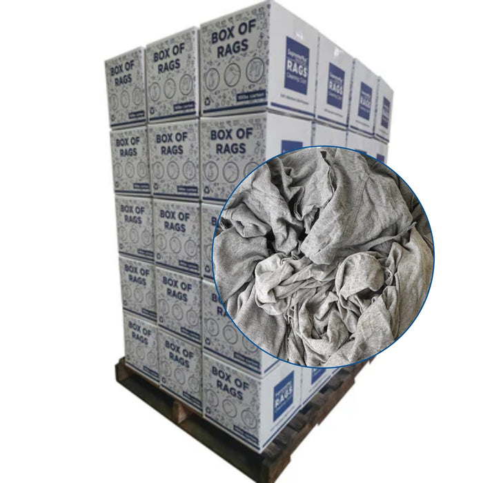 Gray T-Shirt Rags 720 lbs. Pallet - 72 x 10 lbs. Boxes