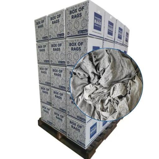 Recycled Gray Knit T-Shirt Cleaning Rags - 720 lbs. Pallet - 72 x 10 lbs. Boxes - Wiping Hub