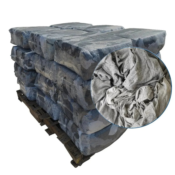Recycled Gray T-Shirt Cleaning Rags 1000 lbs. Pallet Bags — Wiping Hub