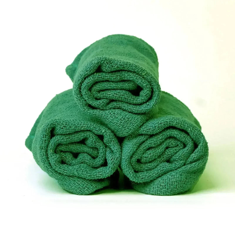 New 100% Bulk Cotton Green Huck Towels - 600 lbs. Pallet - 12 x 50 lbs. Boxes - Wiping Hub