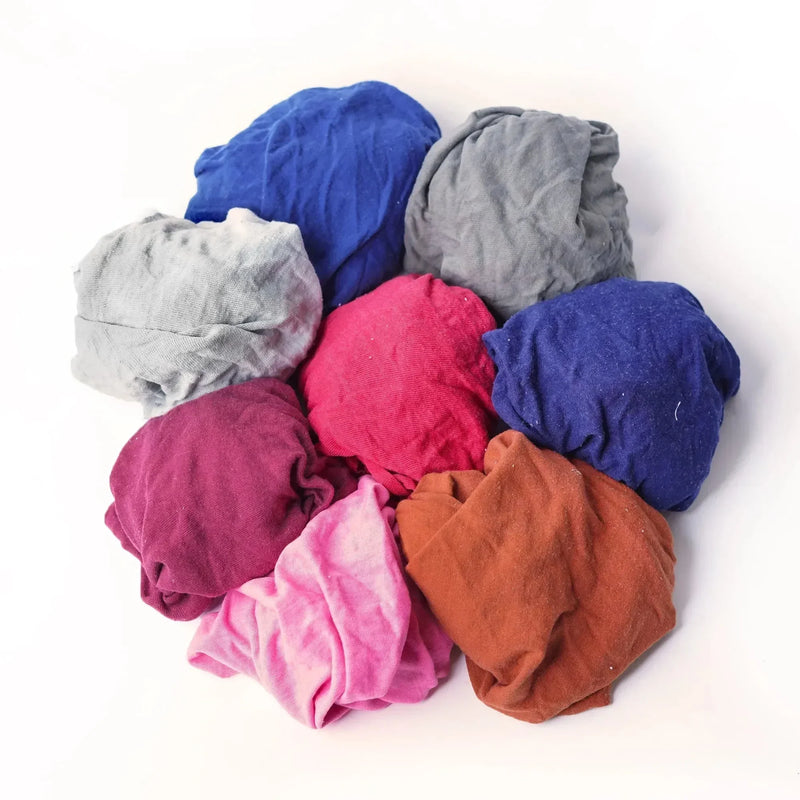 Color Knit T-Shirt Cleaning Rags 50 lbs. Box - Wiping Hub