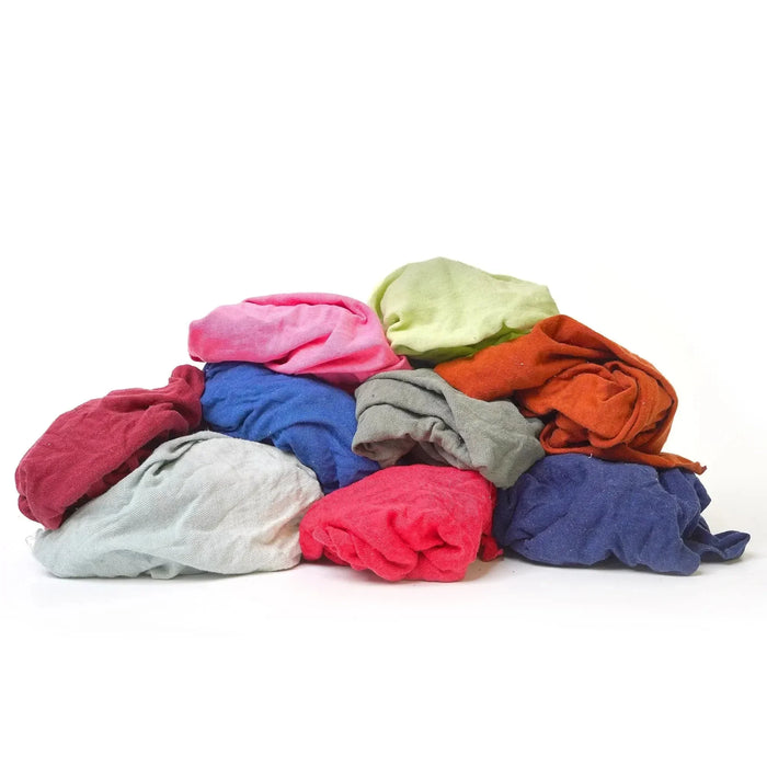 Color Knit T-Shirt Cleaning Rags 50 lbs. Box - Wiping Hub