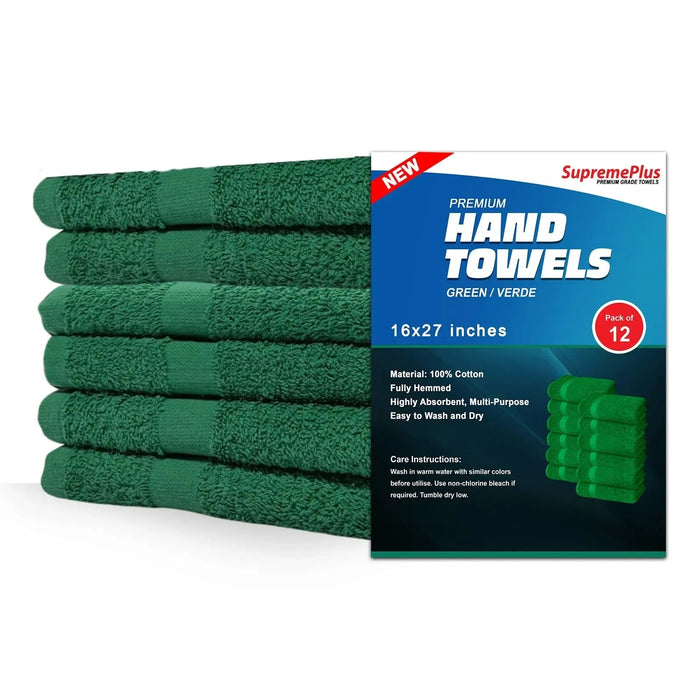Premium Green Hand Towels - 16" x 27" - Wiping Hub