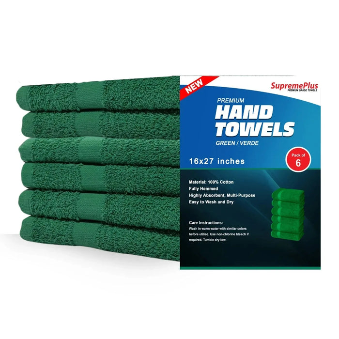 Premium Green Hand Towels - 16" x 27" - Wiping Hub