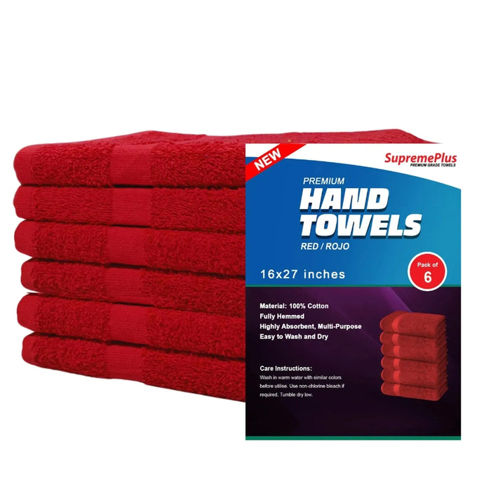 Premium Red Hand Towels - 16" x 27" - Wiping Hub