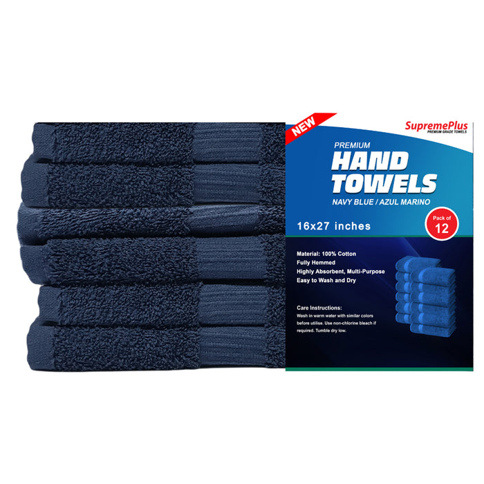 Premium Blue Hand Towels - 16” x 27”