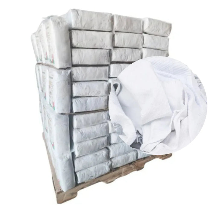 Bulk Medium Weight White T-Shirt Cleaning Rag - 960 lbs. Pallet - 96 x 10 lbs. Bags - Wiping Hub