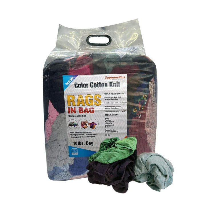 New Multi-Color Washed T-shirt Rags - 960 lbs. Pallet - 96 x 10 lbs. Bags - Wiping Hub