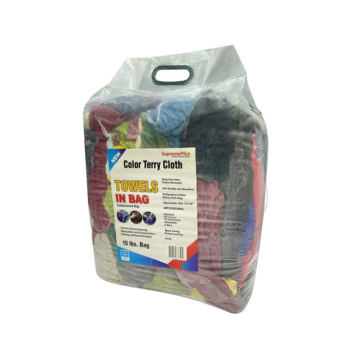 New Color Terry Towel Cleaning Rags - 10 lbs. Bag - Wiping Hub