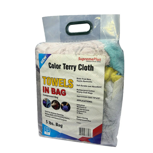 New Color Terry Towel Cleaning Rags - 5 lbs. Bag - Wiping Hub
