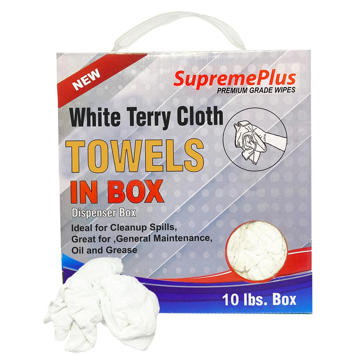 New White Terry Towel Rags – 960 lbs. Pallet - 96 x 10 lbs. Compressed Boxes