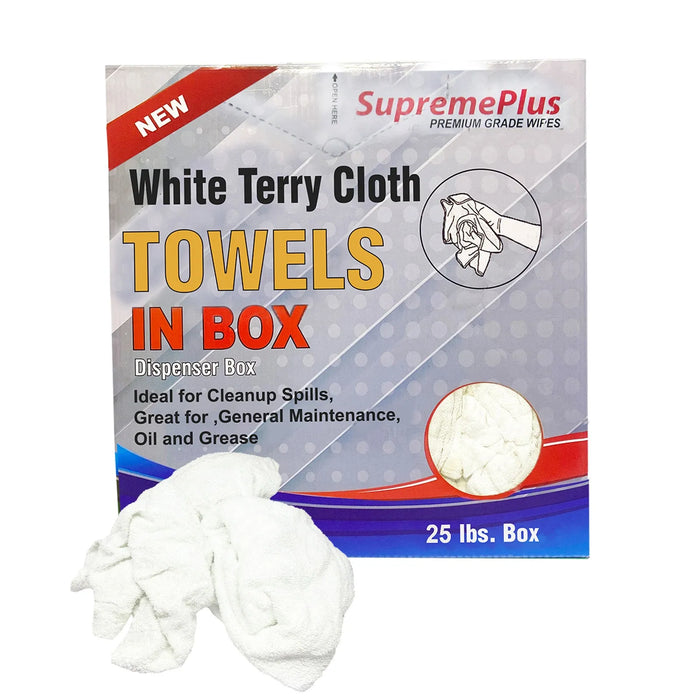 New White Terry Towel Rags – 1000 lbs. Pallet - 40 x 25 lbs. Compressed Boxes