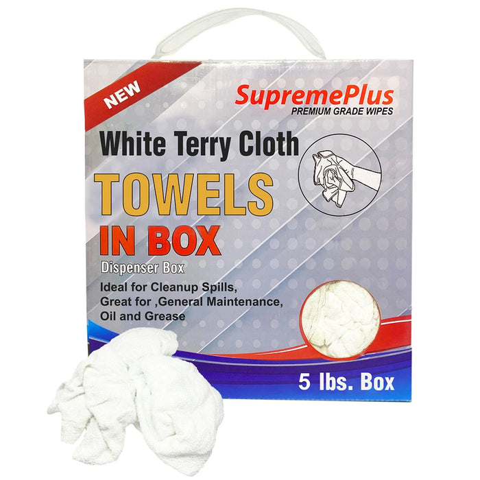 New White Terry Towel Rags – 800 lbs. Pallet - 160 x 5 lbs. Compressed Boxes