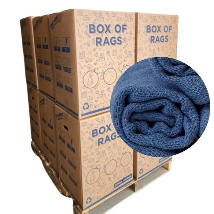 New 100% Cotton Blue Huck Towels - 600 lbs. Pallet - 12 x 50 lbs. Boxes - Wiping Hub